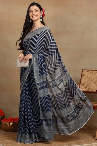 Image of MIRCHI FASHION Women Saree Leheriya Print Chiffon | Lightweight Traditional Sari for Farewell and Wedding Ceremonies with Unstitched Blouse Piece