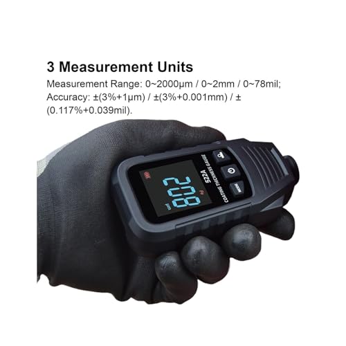 Medidor de Espesor de Pintura 522A, Calibrador Digital para Recubrimientos de 0 a 2000 μm, para Pruebas Automotrices en Hierro, Aluminio y Zinc, Portátil y con Pantalla Giratoria miniatura 5