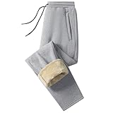 [KEFITEVD] 裏起毛パンツ メンズ 大きいサイズ スウェット ロングパンツ 冬 ジョガーパンツ 裏ボア 綿 部屋着 ルームウェア ジャージ トレーニングウェア 灰 ライトグレー JP M