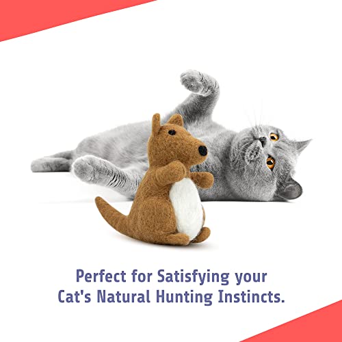 Purrz Hand-Made Natural Merino Wool Catnip Toy For Indoor Cats | Soft Kitten Toy For Self-Play | Hypoallergenic & Addictive | Bite Resistant Cat Mental Stimulation Toy |Cute & Plush | Kangaroo #TOP6