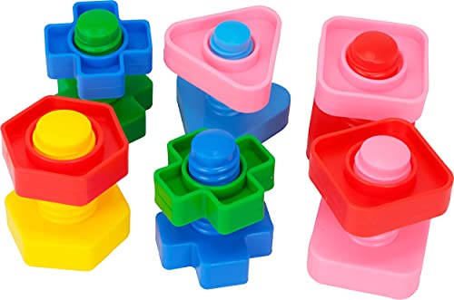 Bonka Bird Toys 3505 Pk6 Huge Nuts and Bolts Colorful Enticing Large Screw Interactive Foot Beak Throw Parrot Cockatoo Amazon African Grey Macaw Hyacinth