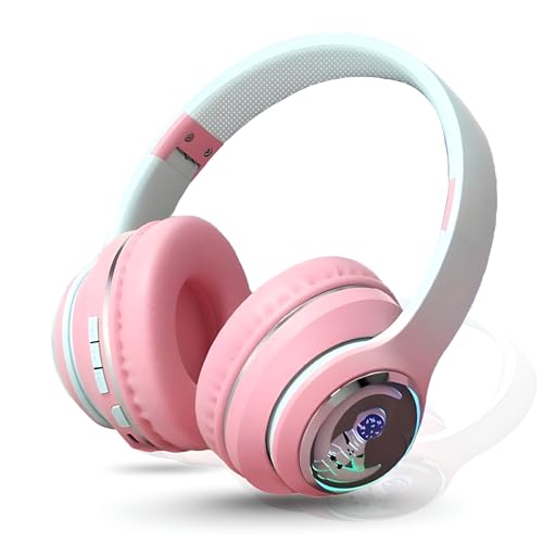 GameSir Newly Launches Astro Junior Premium, Wireless Bluetooth, Over-Ear Headphones, Foldable, and Built-in Mic,5 Hours of Music & Talk Time, Ideal for Kids & Adults Men & Women (Pink)