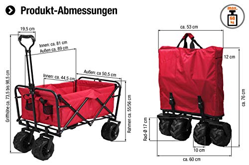 Meister 6816930 bolderkar, opvouwbaar, rood Off-road-banden - Afbeelding 4