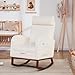 Nursery Rocking Chairs with Foot Rest, Rocking Chair Nursery Chair with High Back, Glider Rocking Chair, Baby Nursery Glider Rocker, Nursing Chair Accent Living Room (Teddy White)