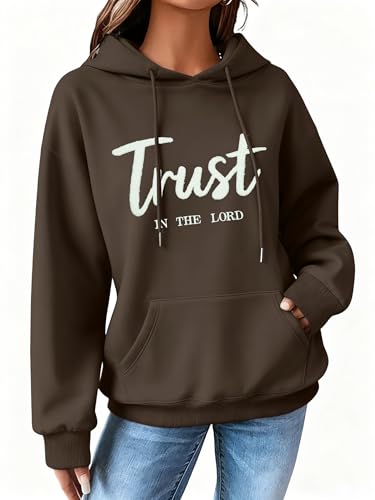 KIDDAD Faith Over Fear Hoodie Christian Sweatshirts Women Embroidered Religious