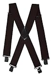 Para todas las ocasiones Tirantes XXL Extra Ancho \'X-Forma\' (50mm) Tela Gruesa con Clips Negros - Marrón Oscuro