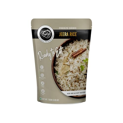 Image of FzyEzy Freeze-Dried Jeera Rice | Ready-to-Eat Instant Meal | Authentic Indian Cumin Rice | No Preservatives | Travel-Friendly Pack (75g)