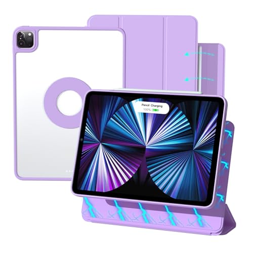 ZENLU iPad Pro 11 inch Case with Removable Magnetic Folio Cover, Premium PU Leather, Multiple Angles Stand, Pencil Slot Charging Support, Full Protective Case for 11" (1/2/3/4 Gen) iPad Pro (Purple) by ZENLU - Used condition - US$23.53