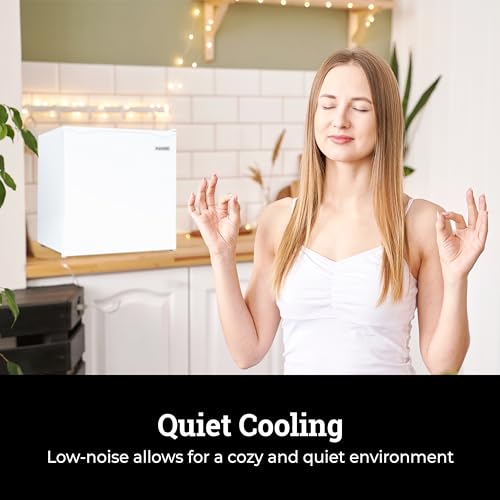 Image of Igloo 1.6 Cu.Ft Mini Fridge with Freezer- Single Door Compact Refrigerator with Glass Shelves for Homes, Dorms & Offices- Keep Snacks, Drinks & Frozen Foods Cool with Temperature Control Fridge- White