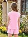 Haloumoning Girls Summer Outfits Casual Lounge Set Cap Sleeve T Shirt and Elastic Waist Shorts 2 Piece Clothing Sets, Pink, 11-12 Years