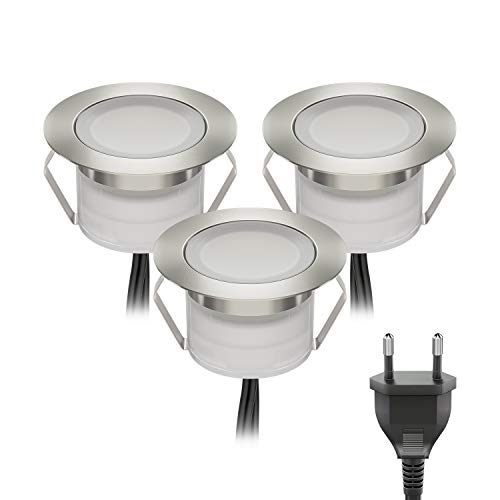 Preisvergleich Produktbild ledscom.de LED Boden-Einbauleuchte BIMI für außen warm-weiß, je 50lm, IP67, 45mm Ø 3er Set