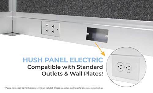 Versare Pre-Configured Hush Panel Electric Cubicle | Workstation Wall Partition | Privacy Office Divider | (W Or H Shape - Double Cube) 6' X 6' W/Window Ocean Fabric #TOP1