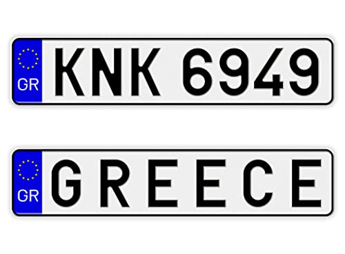 Custom Text Greek License Plate, Novelty European Tag, Personalized Greece Plate, NOT Embossed Aluminum License Plates Made in USA