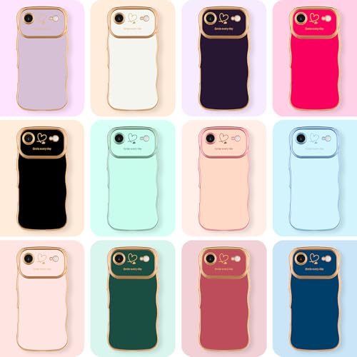 LCHULLE for iPhone Air Case for Women Girls, Cute Wave Frame Curly Shape with Love Heart Pattern Raised Camera Protection Cover Luxury Plating Shockproof Phone Case for iPhone Air, White by LCHULLE - Image 8