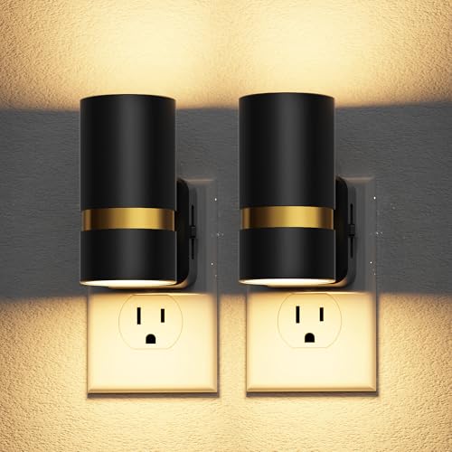JandCase Night Lights Plug into Wall, Automatic Night Light with Dusk to Dawn, 2 Pack 0-100LM Dimmable Plug in LED Nightlight 3000K Soft Warm for Bedroom, Hallway, Stairs