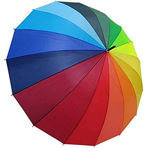Image of Colorful Rainbow Umbrella for Men, Women & Kids - Large Canopy, Windproof & Waterproof - Stylish 8 Panel Automatic Open Umbrella - UV Protection, Lightweight (Multicolor)