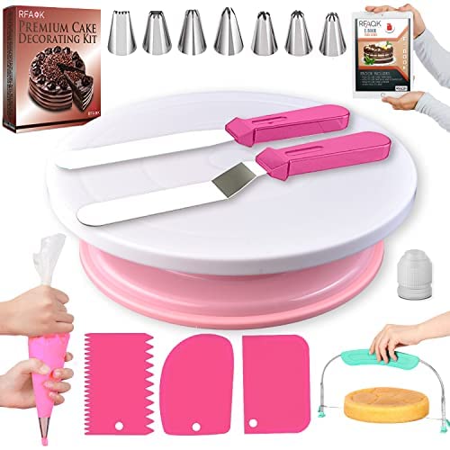 RFAQK Cake Turntable and Leveler Rotating Cake Stand with Non Slip