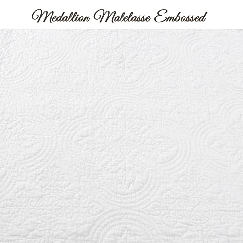 Cozy Line Home Fashions BB- K- 469AQ-OVR Victorian Medallion Solid White Embossed 100% Cotton Bedding Quilt Set,Reversible Bedspread thumb #3