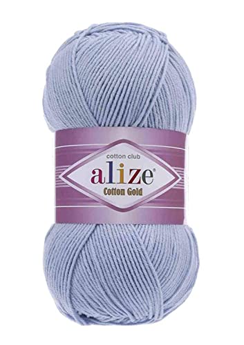 Image of 55% Cotton 45% Acrylic Alize Cotton Gold Yarn 1 Skein /Ball 100 gr 360 yds (40 - Blue)