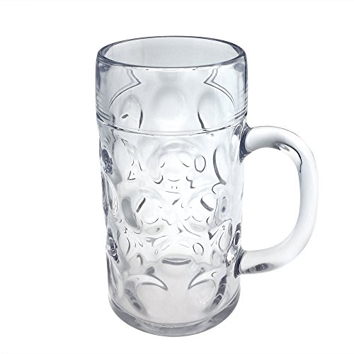 Doimoflair Vaso de Cerveza Jarra de Cerveza Copa de Cerveza de plástico Reutilizable lavavajillas 100 cl San Transparente Conjunto 5 Piezas.