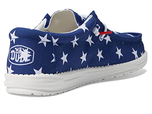 Image of HEYDUDE Men's Wally Patriotic Slip On Shoe | Lightweight Canvas Loafers with No Tie Laces