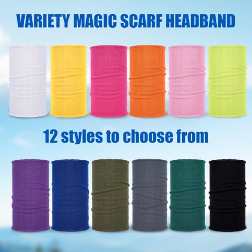 Image of Tarpop 12 /30 Pcs Neck Gaiters Scarf Elastic Wrap Headband Sweat Absorbing Bandana for Women Men Sports Yoga Running