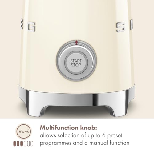 SMEG Retro 50's Style Milk Frother with 2 Disks 6 Preset Programs Hot or Cold Frothing and Induction Heating (Cream)