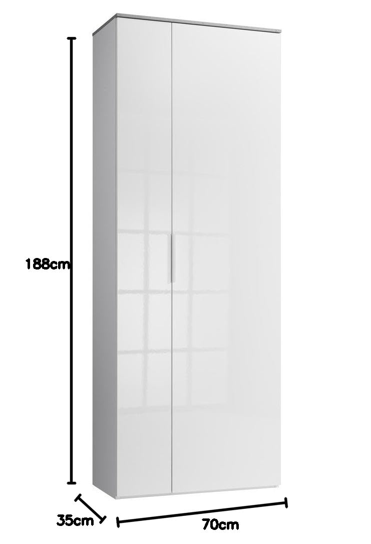 Composad | Armadio della Linea GALAVERNA con 2 Ante, Armadio Ingresso, Mobile Salvaspazio Contenitore, (LxAxP) 70x188x35 cm, Cemento e Bianco Laccato, Ingresso, Ripostiglio, Made in Italy