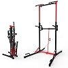 ONETWOFIT Foldable Power Tower Pull Up Bar Station Multi Function Adjustable Height Dip Station for Home Gym Workout Strength Training Fitness Equipment Pull Up Stand 360LBS