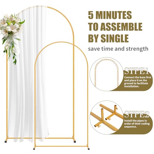 Image of 2 Pack Arch Backdrop Stand and Cover Set (7.2FT /6FT), Balloon Arch Stand | Metal Background Arch Stand, Backdrop Arch Frame, Wedding Arch for Backdrop (Ivory Cover)