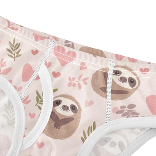 Wusikd Cute Cartoon Sloths Boys' Underwear Cotton Pink Hearts Boys Briefs Soft Toddler Underwear 2T4