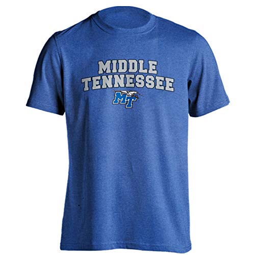Sport Your Gear Middle Tennessee State University Blue Raiders MTSU Classic Arch Mascot Basic Short Sleeve T-Shirt Royal Blue Heather XL