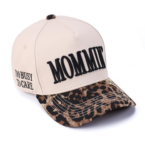 Image of Vintage Two-Tone Trucker Hat Adjustable Baseball Cap with Mommin Embroidery Ponytail Fit Unisex Outdoor Casual Headwear