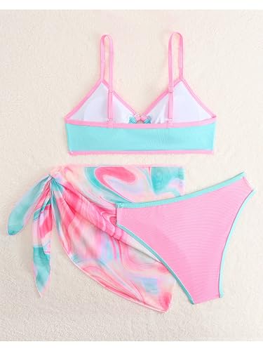 Kids 3 Piece Swimsuits Girls Bikini Sets Cover Ups Skirt Beachwear Bathing Suit4