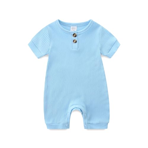 KIDDLETOWN Baby Strampler Neugeborene, Unisex Kurzarm Baby Schlafanzug, Baby Kleidung Jungen Mädchen Sommer Outfit, Kurzarm Schlafstrampler Schlafanzug, Kurz Baby Schlafanzug für 0-12 Monate