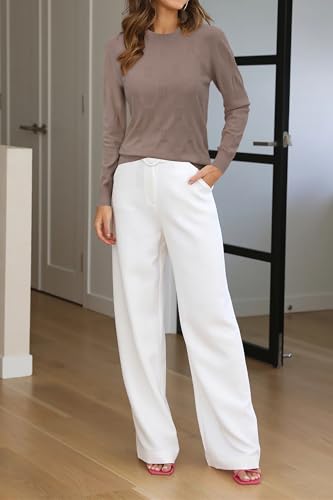 Image of Arach&Cloz Women's Soft Knit Sweater Fall Dressy Casual Pullover Tops