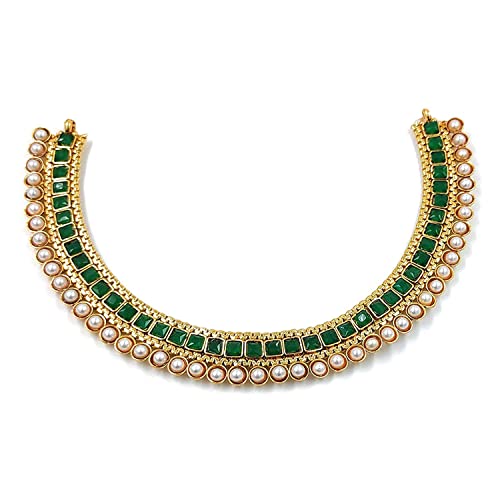 Image of I Jewels Gold Plated Traditional White Choker Necklace Jewellery Set For Women /Girls (MC119)