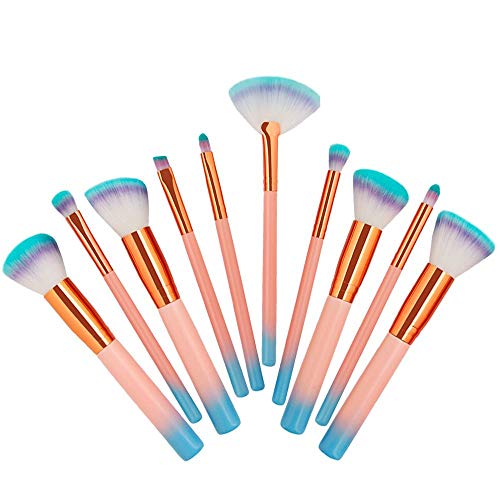 AISONG Makeup Brushes Set,10 PCS Pink Professional Cosmetic Brushes Premium Synthetic for Blending Foundation Powder Blush Concealers Eyeshadows Brushes Kit