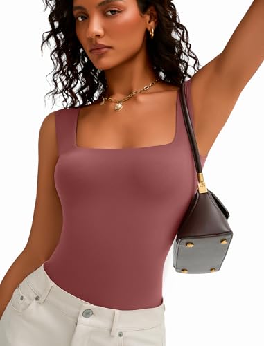 Image of Avidlove Bodysuits for Women Square Neck Body Suit Double Lined Tank Top Bodysuit Soft