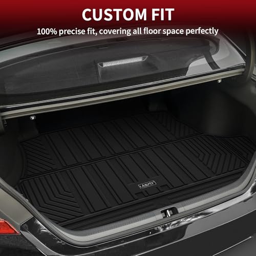Image of LASFIT Cargo Mat for Toyota Camry 2018 2019 2020 2021 2022 2023 2024-2026 | All Weather Custom Fit Anti-Slip Pet Friendly Easy Clean TPE Trunk & Backrest Mats for 8th 9th Gen Camry, Black