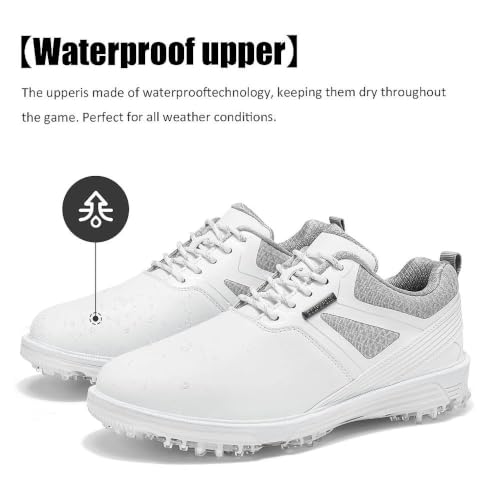 Image of ULTIANT Men's Golf Shoes Fixed Nailless Sole Waterproof Lightweight No-Slip Walking Shoes Size7.5-14