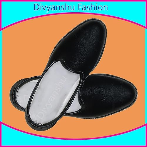Divyanshu Fashion Men's Ethnic Embroidery Juttis and Mojari for Wedding|Party|Occasions|Fashion|Outdoor|Indoor|Lightweight|Shoes with TPR Sole (6-13 UK) Black-660