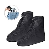 TAGVO Cycling Walking Wiederverwendbare wasserdichte Überschuhe, Regenwasserdicht Rutschfeste Überschuhhülle Regenstiefel Schuhhülle mit Reißverschluss für Männer Frauen Mädchen Jungen Kinder(Schwarz)