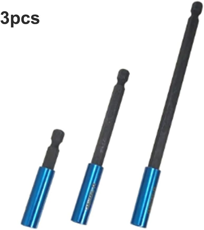 Magnetic Quick Change Extension 1/4 Inch Hex Shank Screwdriver Bit Holder Chrome Vanadium Steel Drill Hard to Reach Fasteners Blue(3pcs)