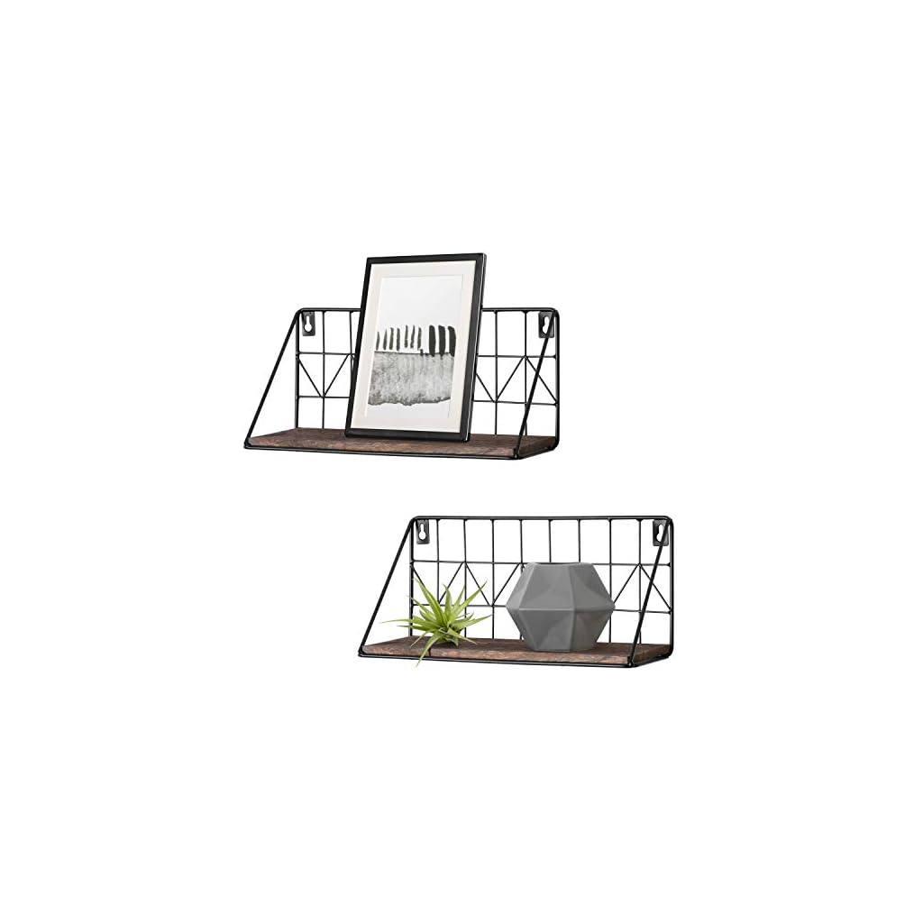 Mkono Floating Shelves Wall Mounted Set of 2 Rustic Wood Storage