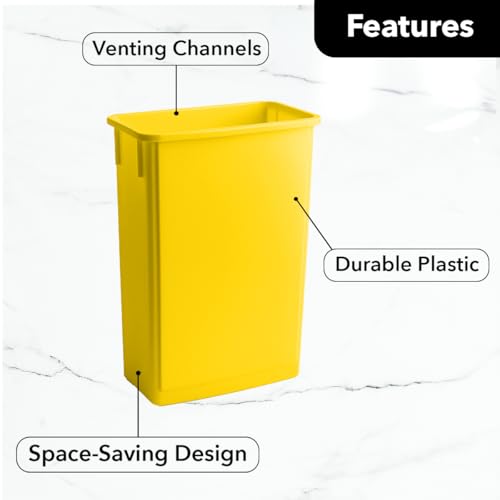 Image of 23 Gallon Slim Rectangular Garbage Can with Lid - Yellow