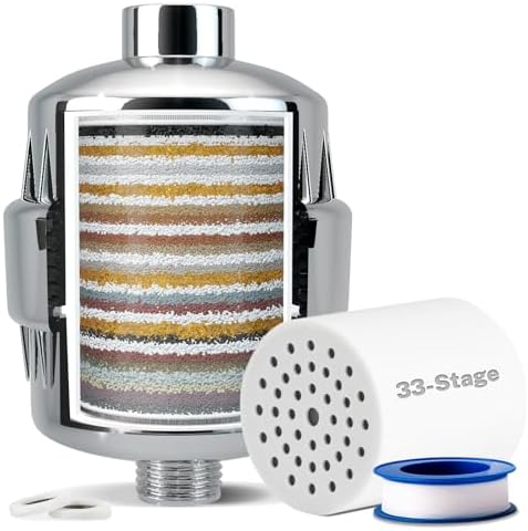 iSpring SF2S Filtro de Ducha de 33 Etapas, Filtro Universal de Al...