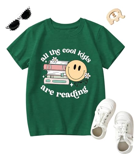 Reading Book Shirt Kid-All The Cool Kids are Reading Short Sleeve Toddler Read Tee Tops for Boy Book Lovers Shirt Girl