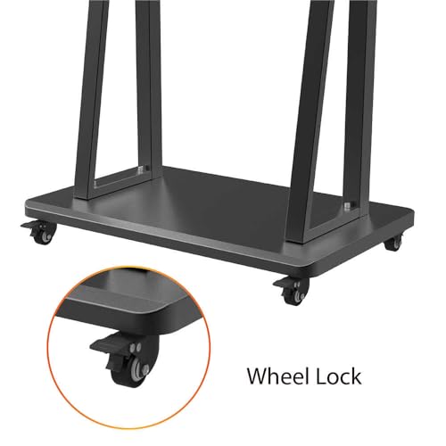 Image of BIG VUE Rolling /Mobile TV Cart with Wheels for 32-65 Inch LCD LED 4K Flat Screen TVs, TV Floor Stand with Shelf Holds Up to 100 lbs | Adjustable Height Trolley Max VESA 600 x 400 mm