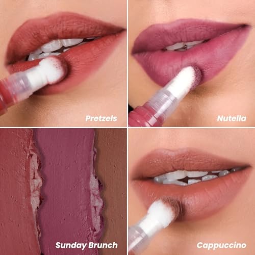 Image of LAMIOR Blurry Fudgy Lip Tint - Combo of 3, Shade - Sunday Brunch | Ultra Velvety Matte | Transfer Proof & Hydrating Formula | Long-Lasting Lip Tint with Cushion Applicator | Vegan & Cruelty-Free